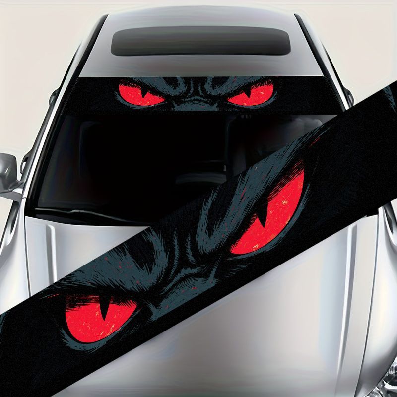 자동차 앞유리 선바이저 배너 데칼 악마의 붉은 눈 그래 - Car Accessories Tape 리뷰 및 가격