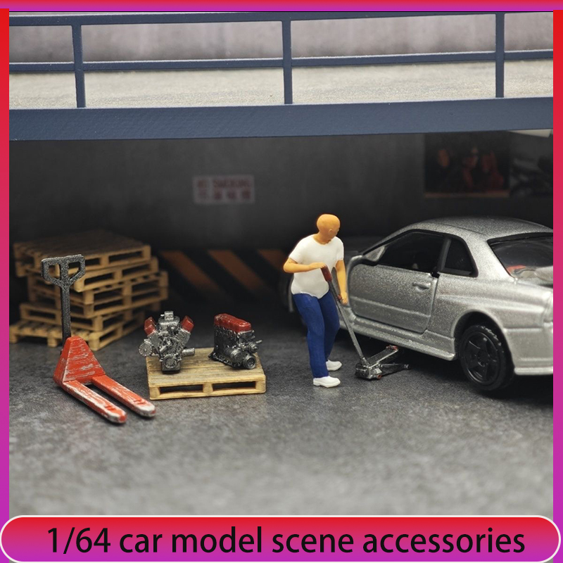 1:64 자동차 모델 수리점 장면 장식, 잭, 미니피규 - Car Accessories Shop 리뷰 및 가격